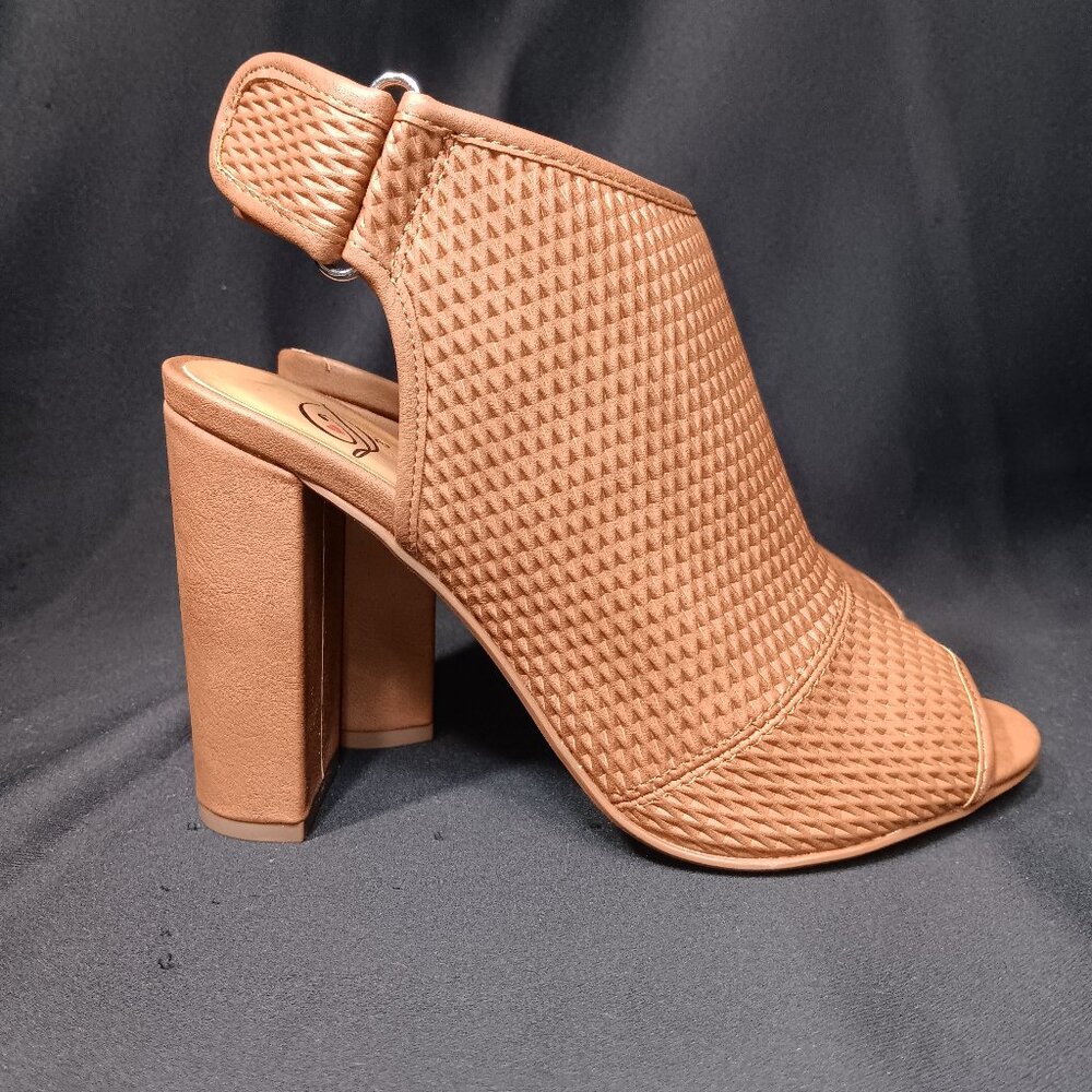 Camel Heel Open Toe Booties Size 6 {Ch} - image 3